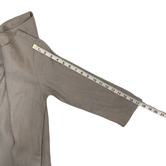 Garnet Hill Essential Three-Quarter-Sleeve Linen Dress Color Stone Size 2 - Picture 11 of 15